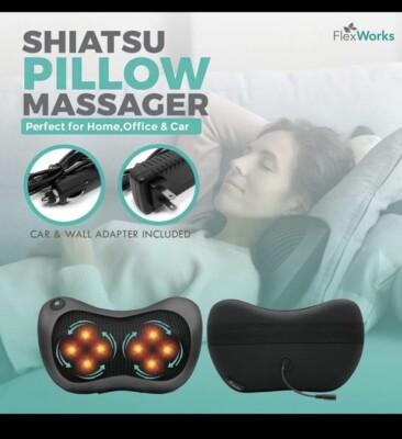 Shiatsu Neck & Back Massager with Heat, Deep Tissue Neck Pillow Massager for Pai