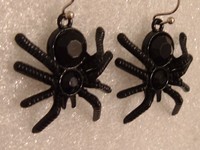 Black Dangling Spider Tarantula Pierced Earrings Acrylic Stones Light Weight Black Dangling Spider Tarantula Pierced Earrings Acrylic Stones Light Weight