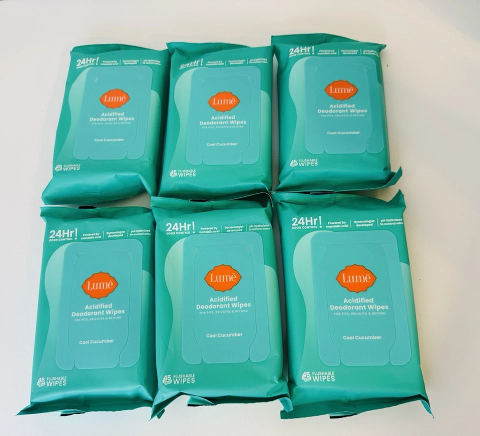 Lume Deodorant Flushable Wipes Cool Cucumber - (6) 45ct Packs - Image 2 of 4