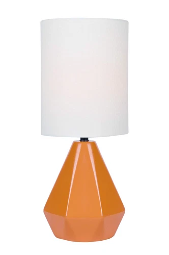 Lite Source Mini Table LAMP Orange Ceramic/White Linen Shade E27 A 60W - Picture 1 of 6