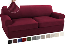 3 Piece T Cushion Sofa Slipcovers Stretch Couch Cover Furniture Covers with 2 In
