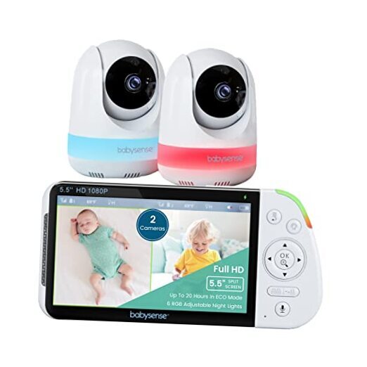 5.5-Inch Split-Screen Full HD Baby Monitor with Dual Cameras