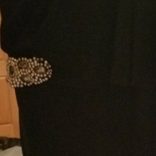 New BLACK One Shoulder Drape Jeweled Slinky DRESS SIZE S