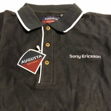 Mens Sony Ericcson VTG Blue White Polo Short Sleeve Shirt Augusta Size Medium