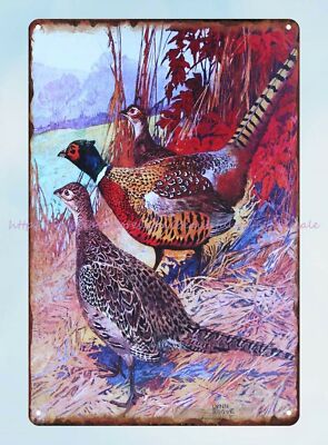 wall plaque Lynn Bogue Hunt Ring-necked Pheasant tin sign