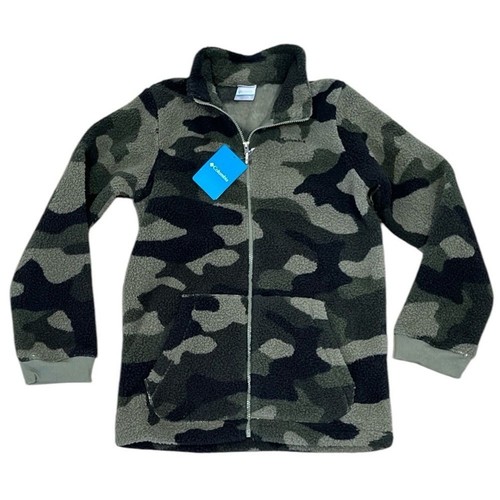 Columbia NWT Rugged Ridge II Sherpa Full Zip Jacket Stone Green Camo Youth XL