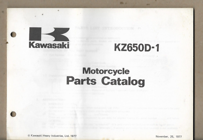 KAWASAKI HEAVY INDUSTRIES MOTORCYCLE BIKE KZ650D-1 1977 PARTS
