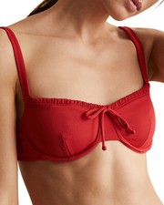195 ONIA Red Marilyn Bow Front Swimsuit Bikini Set Small ymy0623