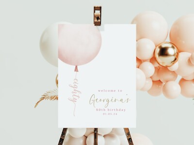Personalised 80th Birthday Welcome Sign – Foamboard Poster, White, Custom Text For Party Decor