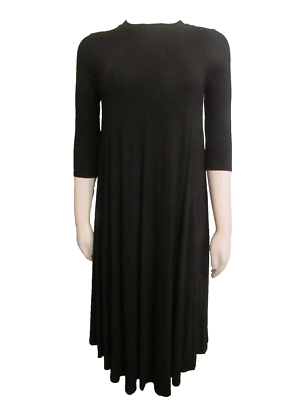 NWT Iconic Luxe Small Midi Crewneck Knit Dress 3/4 Sleeve Black Rayon  Spandex | eBay