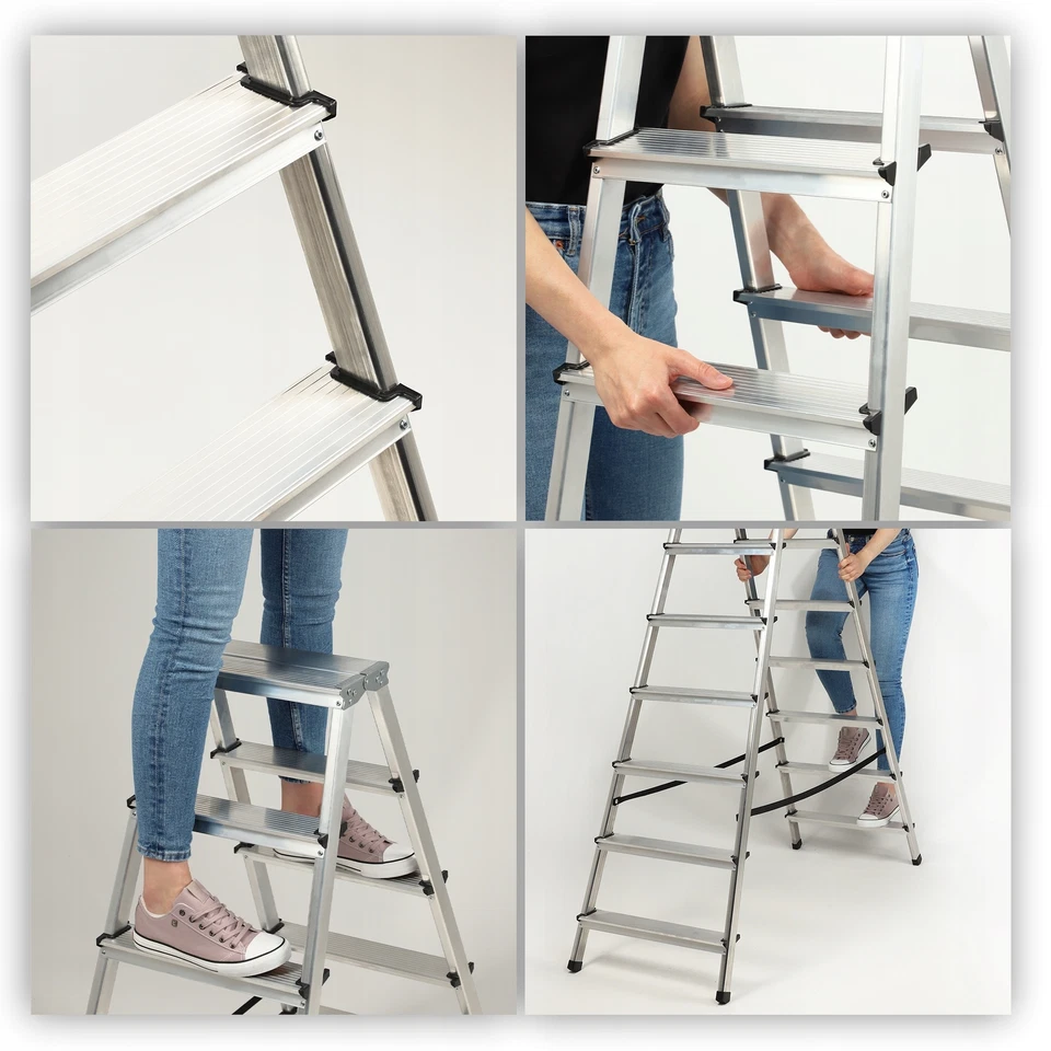 KADAX Haushaltsleiter, Klapptritt mit Tragfähigkeit bis 125kg, 8 Stufen - Bild 2 von 4