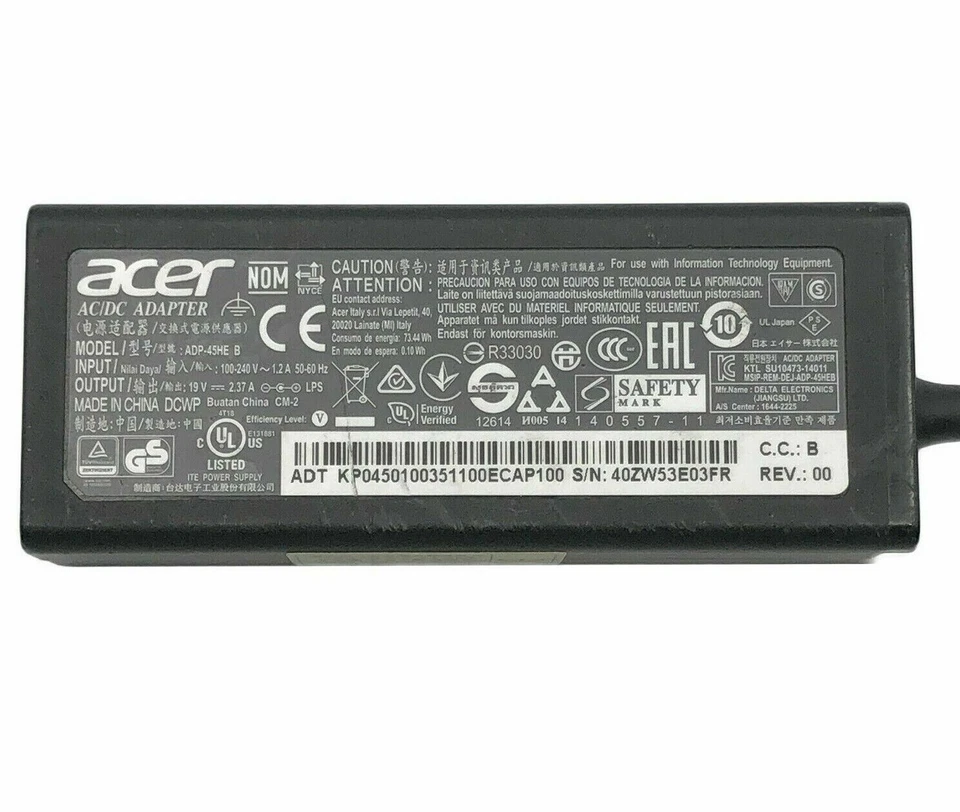 Cargador adaptador de CA genuino Acer Chromebook N7 C738T N15Q8 N15Q9 con PC OEM Foto 2 de 4