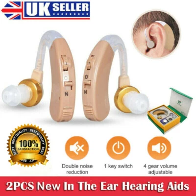 21ST CENTURY 2x Digital Hearing Aid Aids Kit Behind the Ear BTE Sound Voice Amplifier UK!