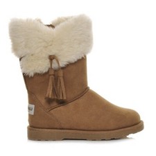 Makalu Iceland Boots Girl s 5M Brown Faux Fur Trim Faux Microsuede Winter Boots