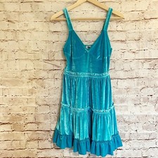 Asos Womens Velour Sleeveless Sundress Size 2 Aqua Blue