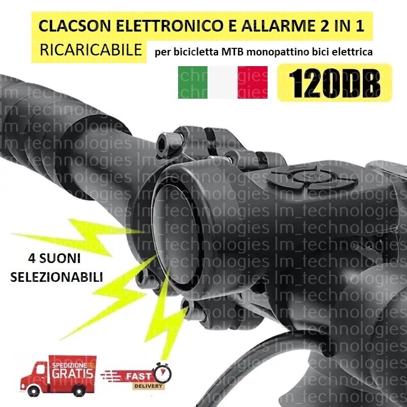 FECAMOS Campanello Elettrico Per Bici | Clacson Con 6 Suoni Diversi | Universale Per Manubrio | Leggero E Resistente - 4