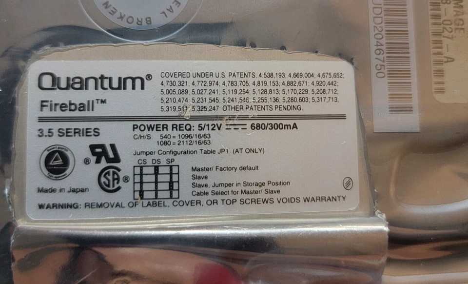 Sealed QUANTUM FIREBALL Computer HARD DRIVE Hardware  -Pls see photos for specs - Image 4 of 4
