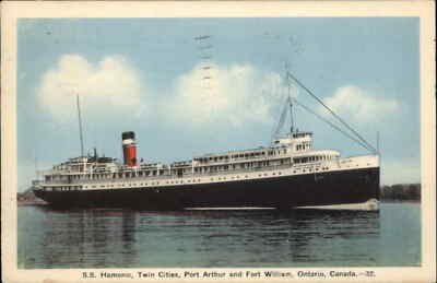 Port Arthur Ont Steamship Ship SS Hamonic Cruise Passenger Message c1930s-40s PC