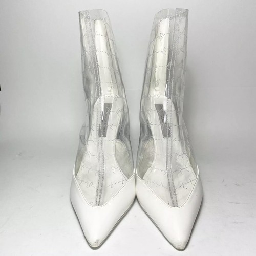 STELLA MCCARTNEY Womens Transparent PVC Logo Ankle Boots Booties White 10 - Picture 5 of 11