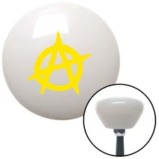 Yellow Anarchy White Retro Shift Knob w/ M16x1.5 Insert Shifter Auto Manual