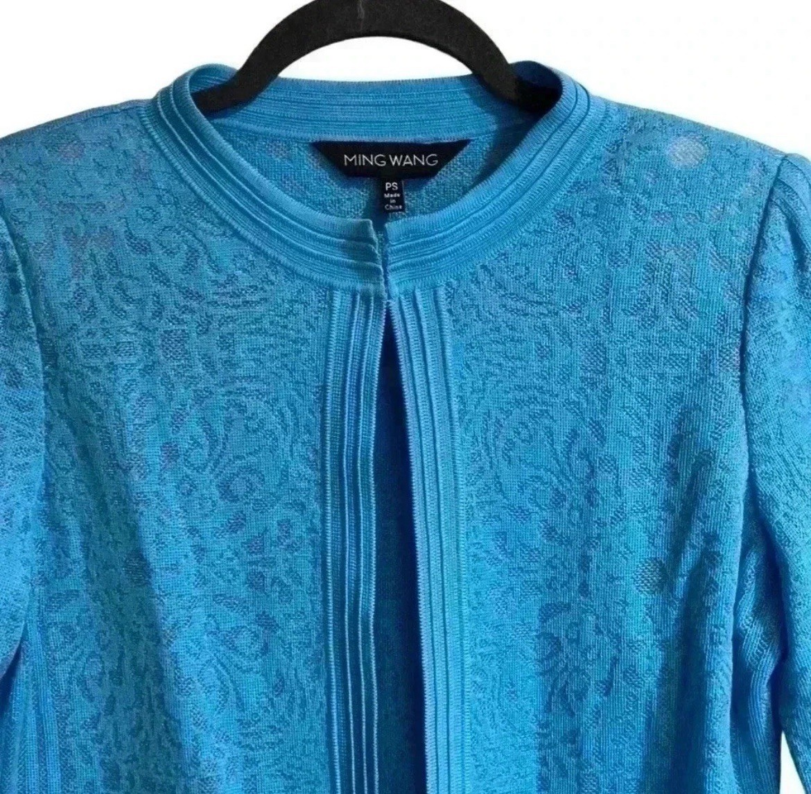 Ming Wang Vibrant Blue Patterned Jacket Cardigan … - image 2