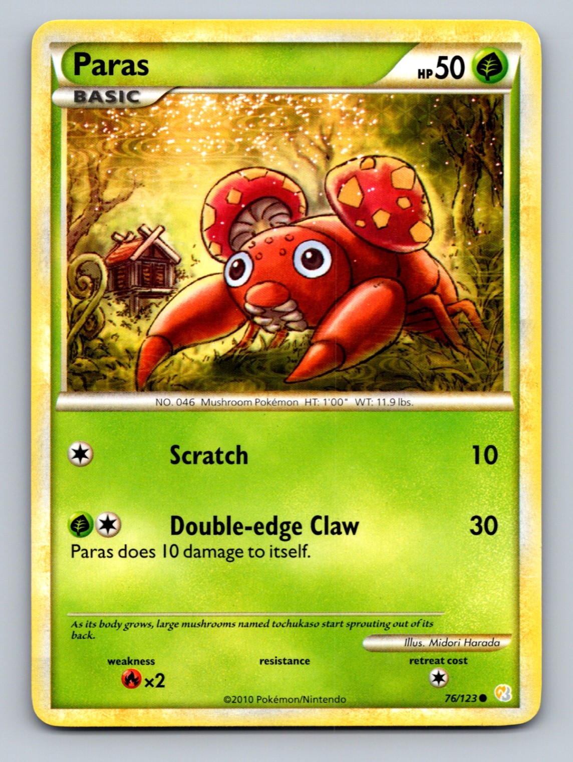 Paras - 76/123 Common HeartGold SoulSilver - LP - NM Pokemon TCG
