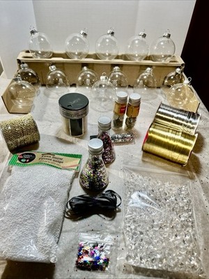 *Mixed Lot* 14 Glass Clear Holiday Balls W/assorted Fillers For D.I.Y Fun, Craft