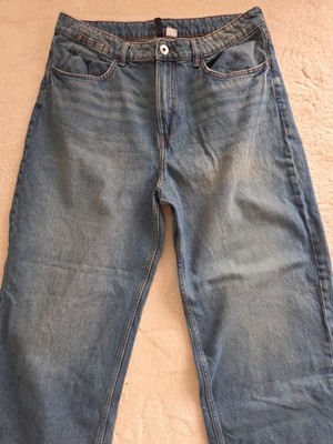 NEU H&M Wide High Waist Baggy Straight Jeans Dirty Look 42