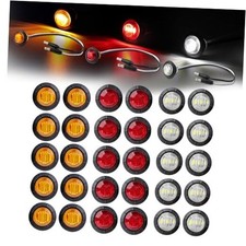 30 Pcs of 3/4 Inch Mini Round Marker Light 3 LED 10 Amber 10 Red 10 White