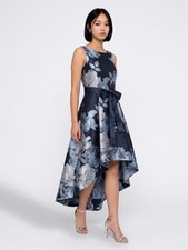 *479 Eliza J Floral Print Mikado Belted Hi Low Dress  Sz 6  $269