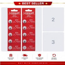 LOOPACELL 377 SR626SW Silver Oxide Watch Batteries 10 Pack