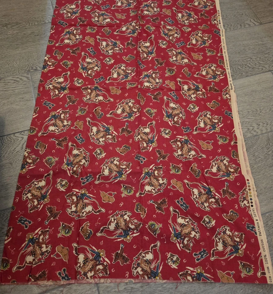 1.2 Yards (44 Inches) Rawhide MODA Cotton Fabric Western Cowboy Horses - Image 2 of 3