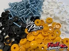 NUMBER PLATE CAR FIXING FITTING KIT SCREWS & CAPS HINGED BLACK YELLOW WHITE BULK