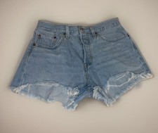 Levi's 501 Original High-Rise Women's Denim Shorts Size 27 Distressed Raw Hem