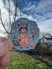 Cute Astronaut Raccoon Sticker - "Houston I Have Infinite Problems" - Space-The