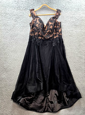 New City Chic Womens A-line Midi Dress Plus Size L Black Beige Lace Bodice