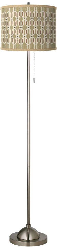 Lámpara de pie rústica Mod Giclee pantalla brillante en cadena de tracción de níquel cepillado Foto 2 de 4