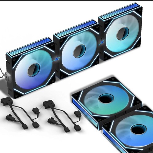 Daisy Chain Case Fan:5 Pack 120Mm PC RGB Fans Computer Case Fans, 5V 3-PIN Conne