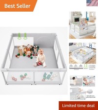 Luxury Toddler Playpen 47x47 - Soft Mesh Play Yard with Easy Access Zipper Door