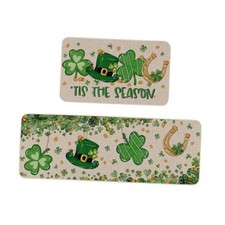 Tis The Season Shamrock St Patricks Day Kitchen Rugs Set of 2, Spring Lucky