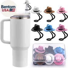 Straw Cover Cap for Stanley Cup 30 40 Oz, Silicone Straw Toppers Cowboy Hat, Tum