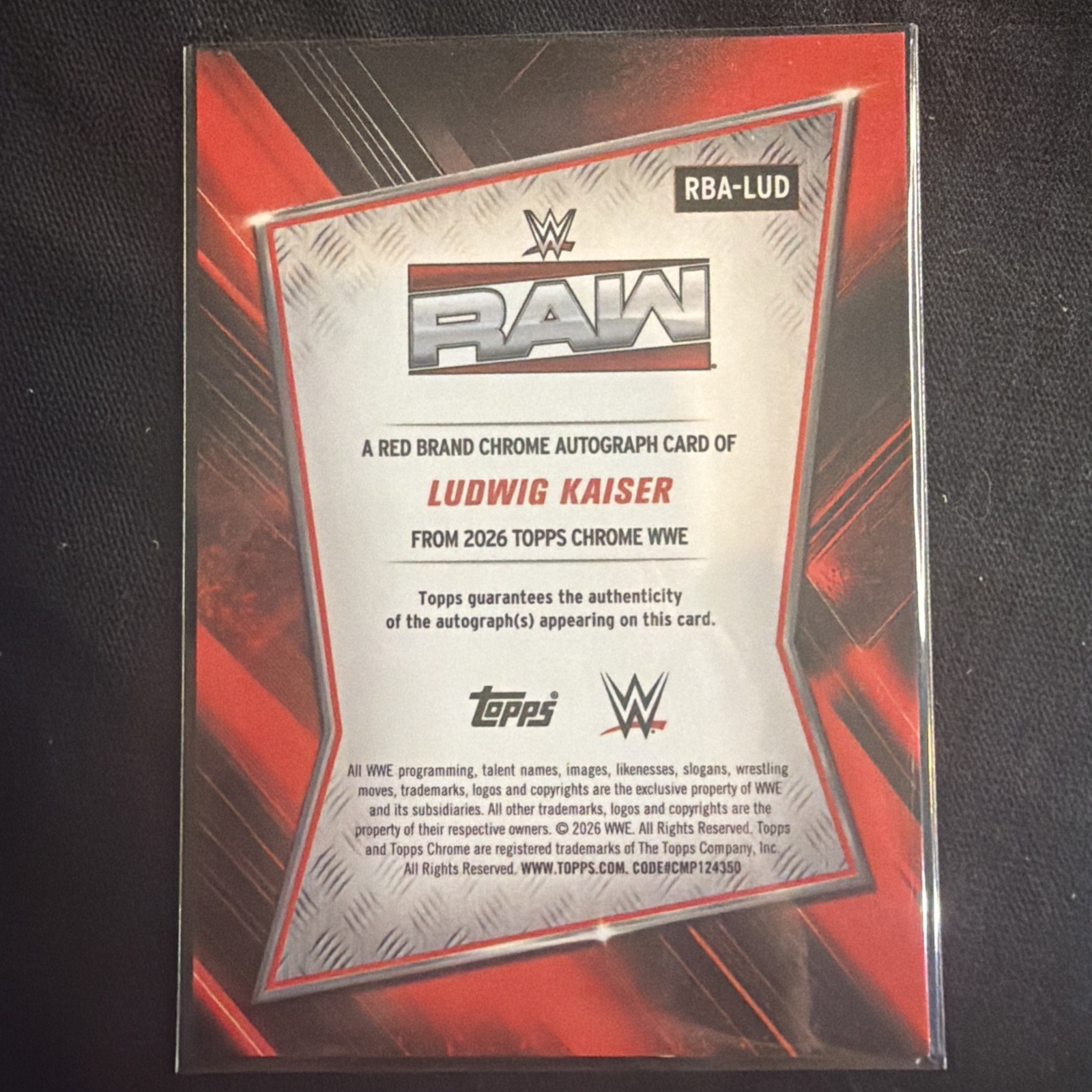 2026 Topps Chrome WWE Ludwig Kaiser Chrome Autograph WWE RAW Auto view 2