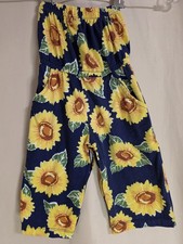 Infant Girls Sleeveless Sunflower Romper By Bailey's Blossoms Navy Blue With...