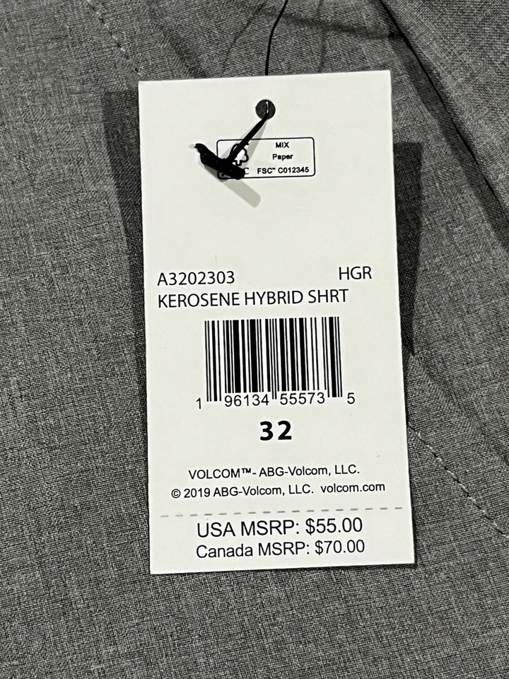 Volcom Shorts Mens 32 Gray Kerosene Hybrid 4 Way Stretch 5 Pocket Performance - Image 2 of 4