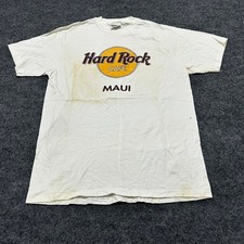 Hard Rock Cafe T-Shirt Mens Size L White Maui Vintage Graphic USA Made Stained