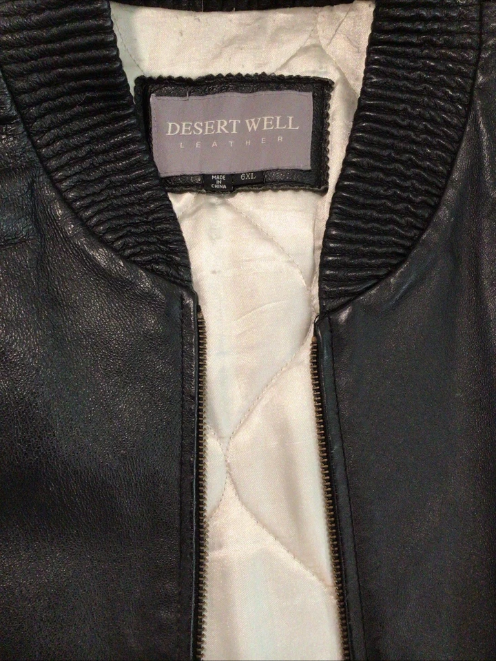 Chaqueta Bomber De Colección De Cuero Desert Well Para Hombre 6XL Grande Y Alta