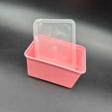 Vintage Goody Handi Box USA Pink Plastic Storage Hair Slide Barrette Holder 80s
