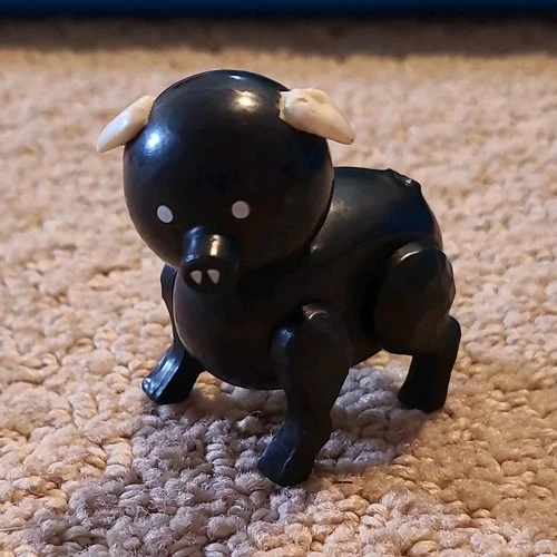 Fisher-Price Little People Black Pig Figure Vintage Toy