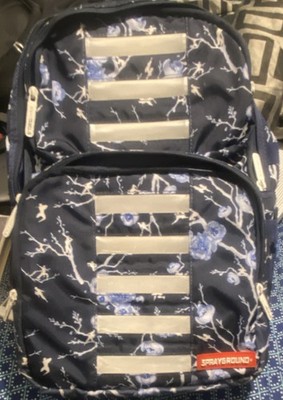 Sprayground Navy Floral Kids Backpack Polyester Zip School Casual
