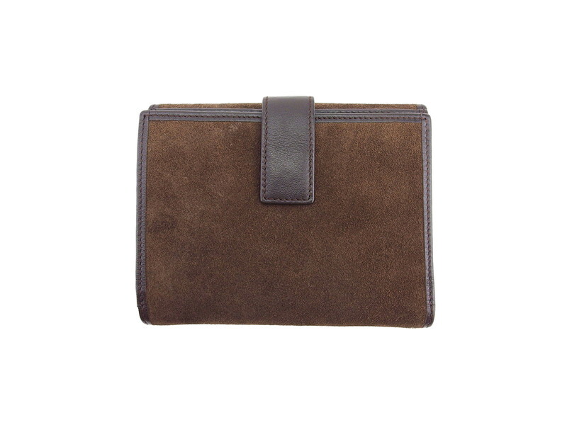 LOEWE W hook wallet dark suede x leather Authentic Used